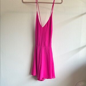 LUSH-Vibrant Pink Strappy Romper